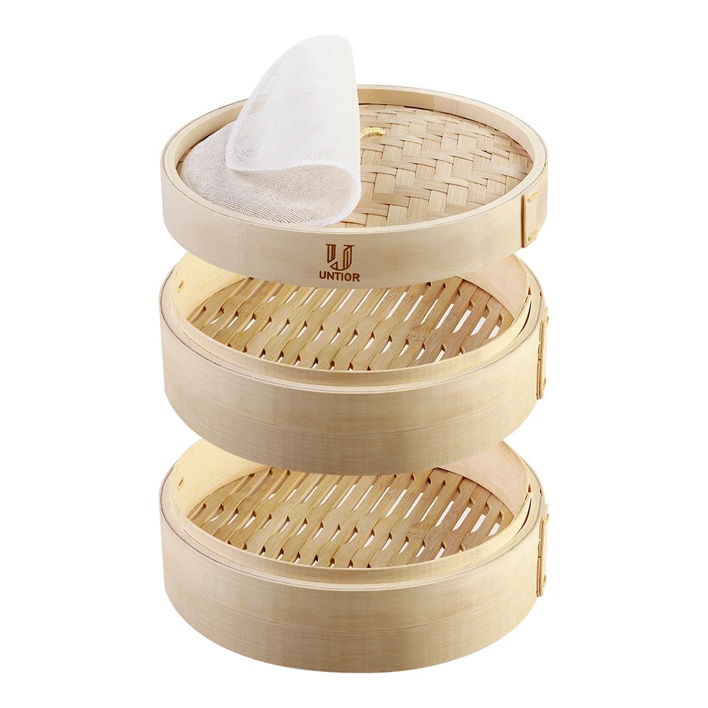 Bao Steamer Bamboo - Bamboe Stoomboot Mand Met Deksel Knoedel