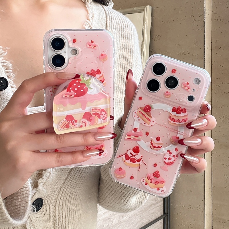 Taco Stand Holder - Schattige aardbeientaart schudbare magnetische telefoonhoes voor