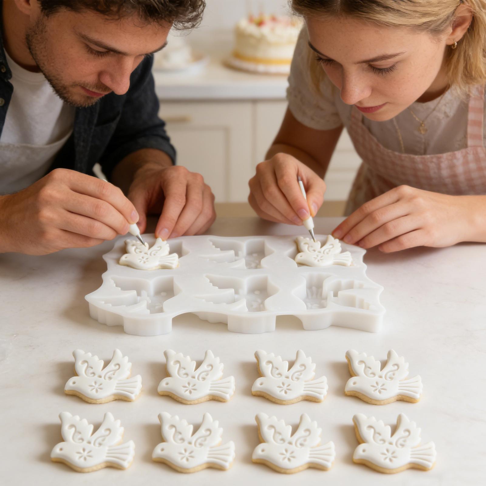 Potsticker Mold - Vogelvorm siliconen mal 6-holte anti-aanbaklaag kunstproject