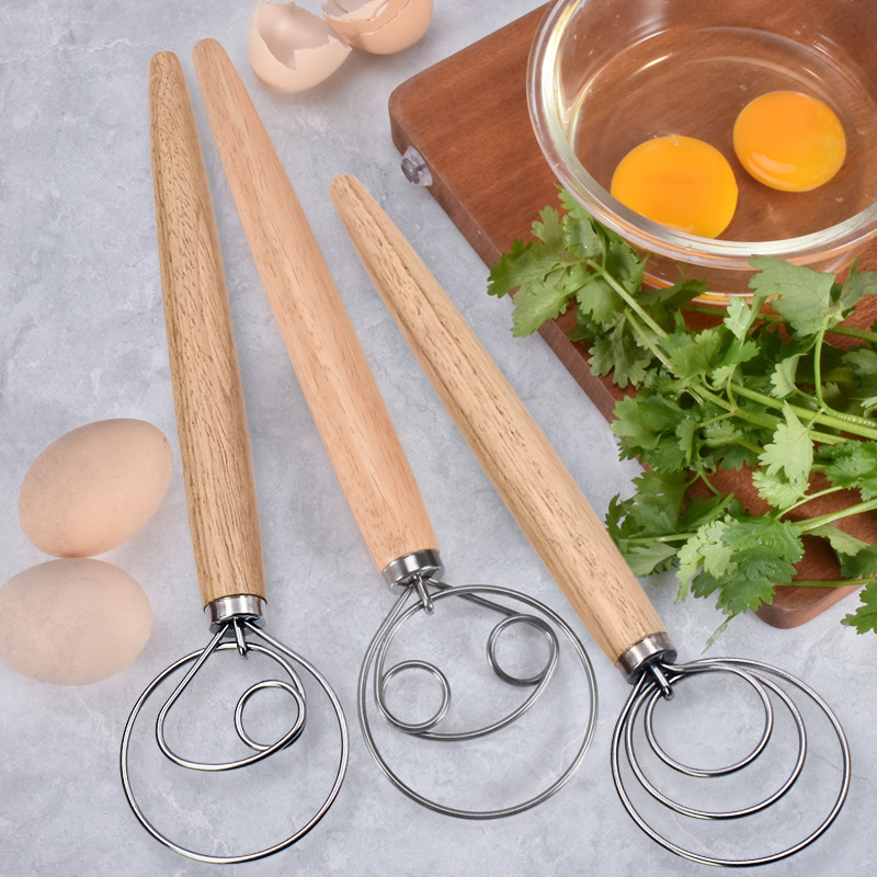 Danish Pancake Pan - 13-Inch Eikenhouten Handvat Deegspiraal Mixer Bakgereedschap