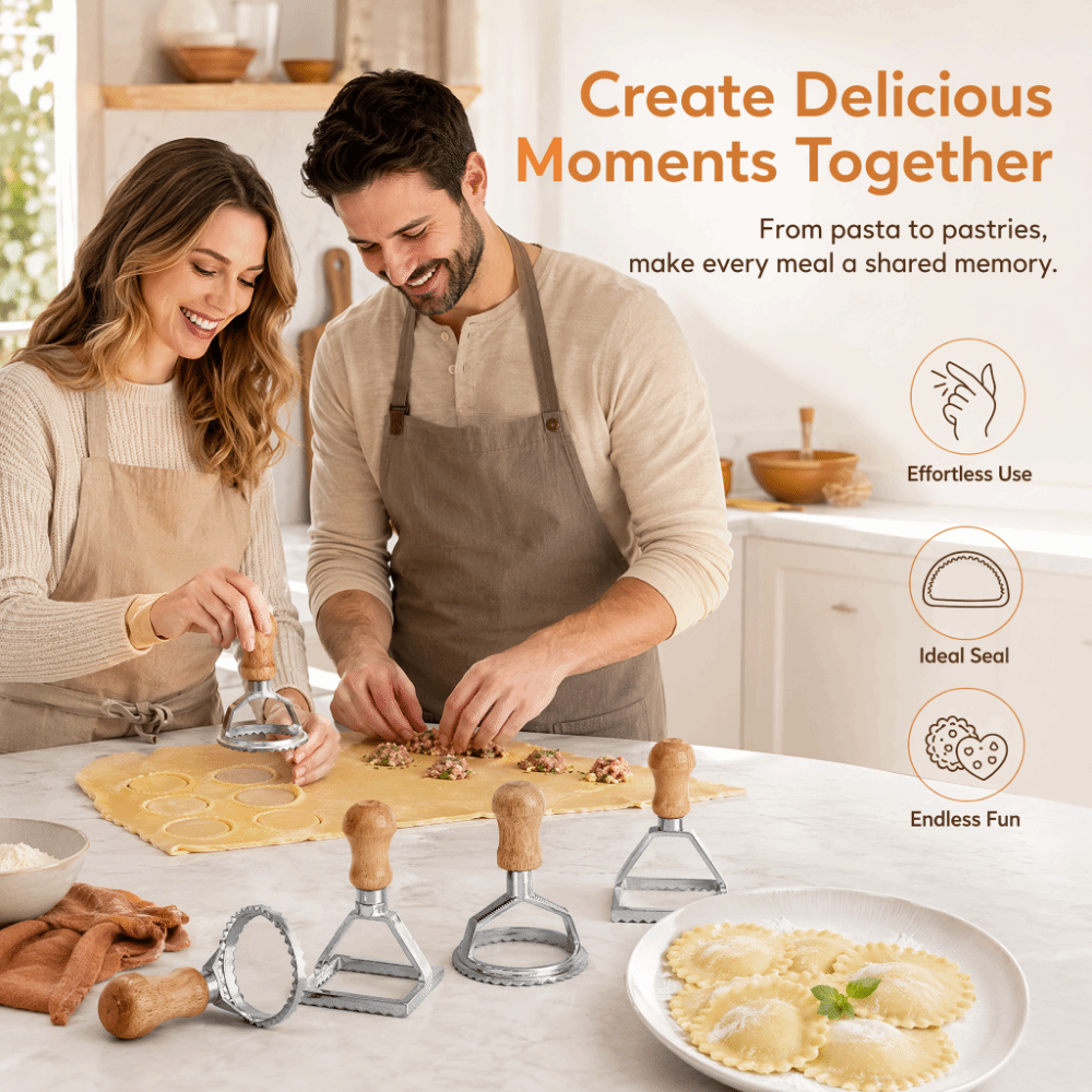 Dumpling Press Set - 7-delige set individuele rechtopstaande ravioli-snijders van